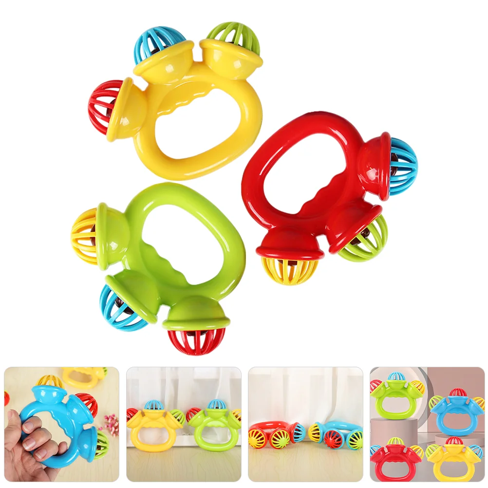 

3 Pcs Toddler Toys Soothing Jingle Bells Hand Percussion Rattles Sled Toddlers Tambourine Baby Plastic Music Small Child