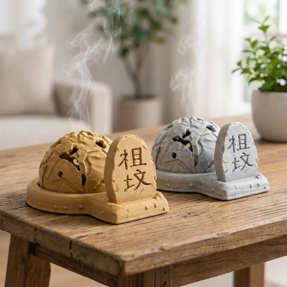3D Print Ancestor Tomb Cone Incense Burner Funny Chinese Tombstone Tomb Cone Incense Holder Plastic Hollow Out