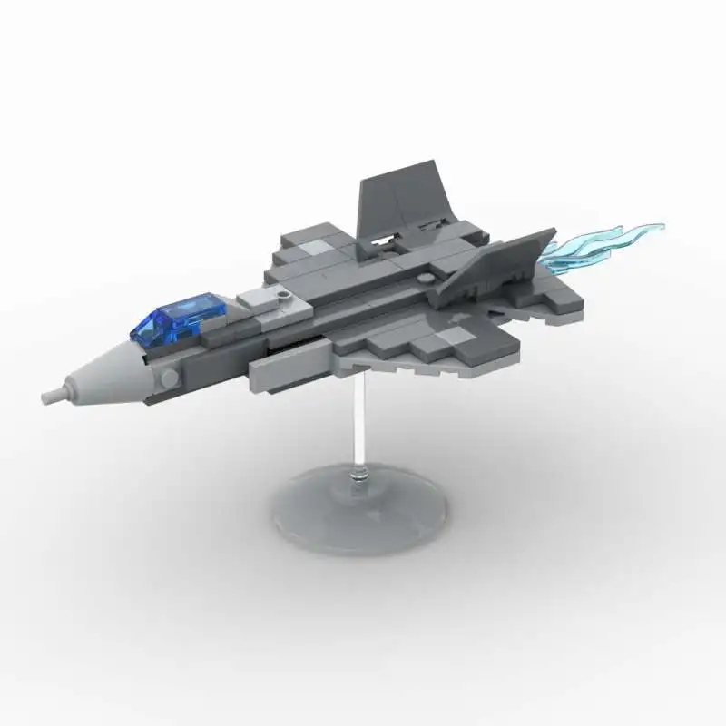MOC Aircraft Helicopter Assembly Building Blocks F35 US Fifth Generation Fighter with Base Flame Children's Toy Model Ornament