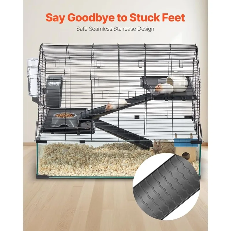 E أو قفص الهامستر، 360 °    iewing موائل الهامستر الشفافة، قفص حيوانات صغير، 29.5 × 17.3 × 24 بوصة، أقفاص فأر للحيوانات الأليفة #5