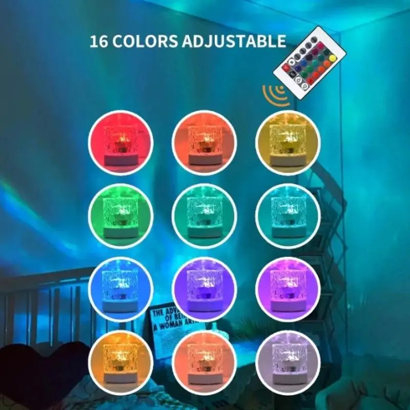 Water Ripples Lights Lamp Ocean Water Projector Light Luminorthe Lumena Lights Bedroom Decor 16 Colors Rotating Flame Nightlight