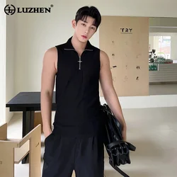 LUZHEN 2024 Stylish Elegant Personality Sleeveless Vest Men's High Quality Elegant Tank Top Trendy Casual Street Clothes B0354f