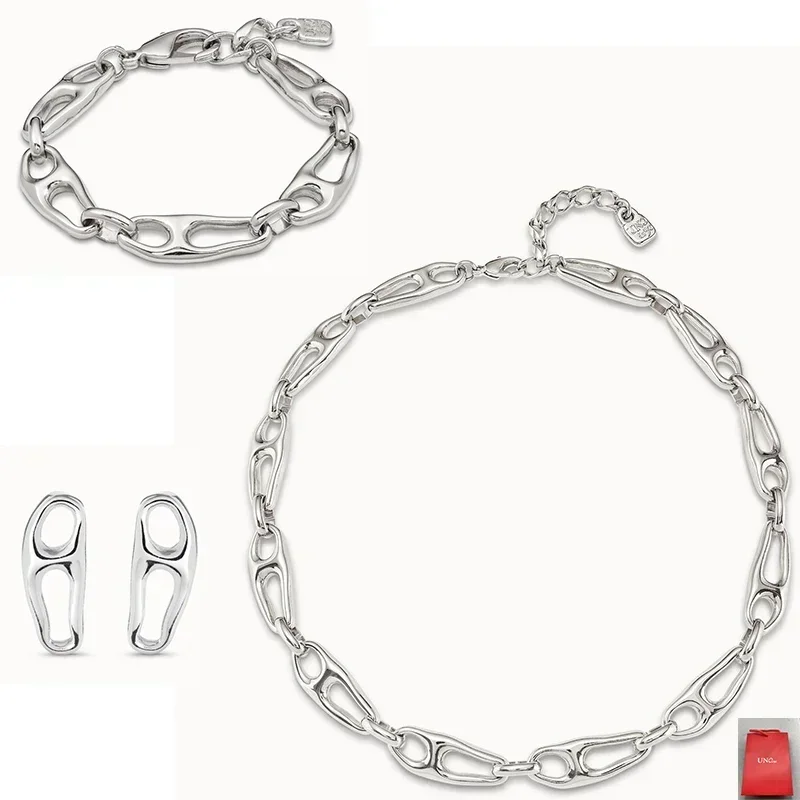 2024 Spain UNO Charm Fashion Neutral Style High Grade Silver Geometry Series Jewelry Set Women's Gift