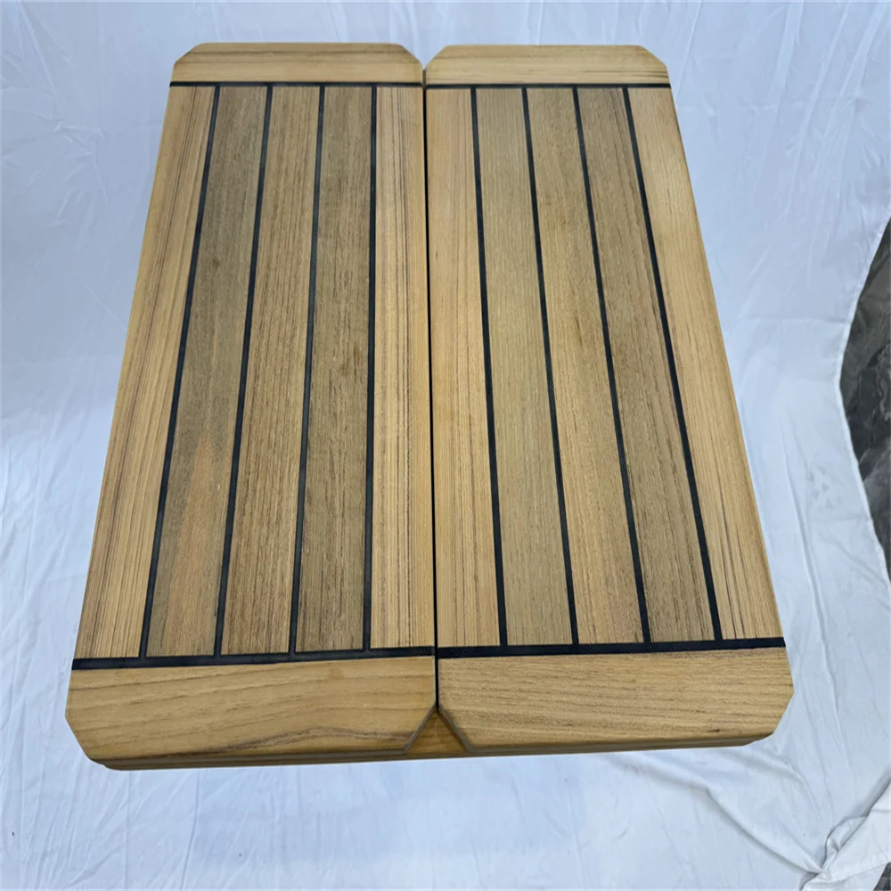 Folding Wings Teak Table Top 965/485X500MM 38/19.1X19.7 Inch Star Inlay Boat Marine Yacht RV TW5050