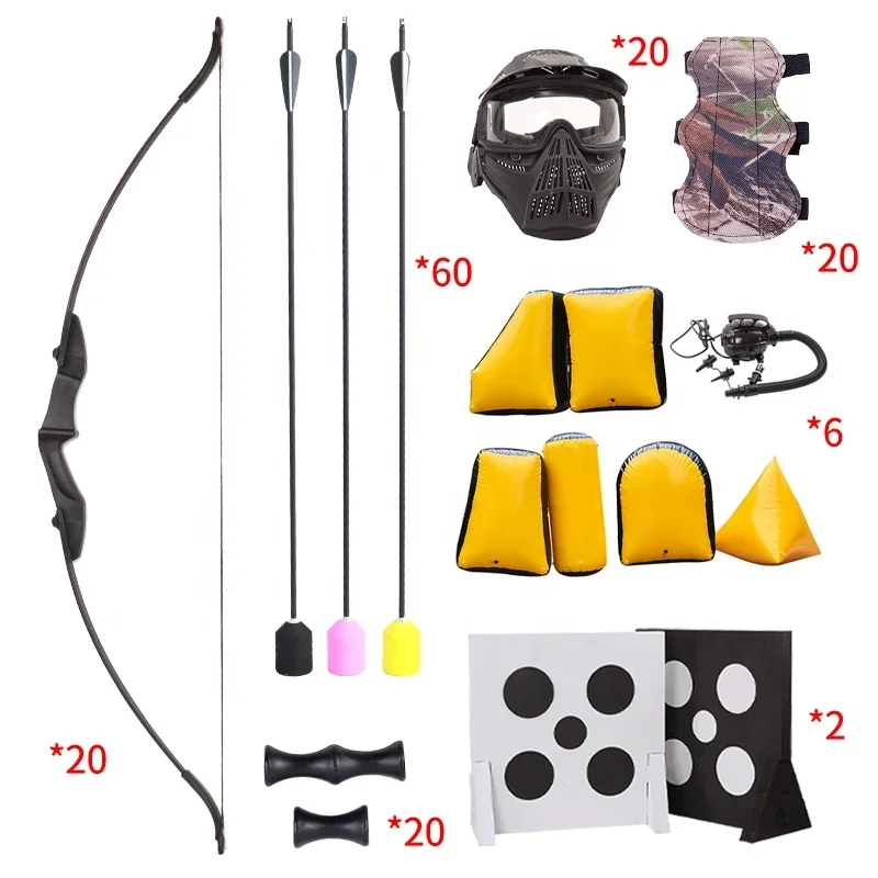 20 Human Combat Archery Tag Set Outdoor Shooting Range Bow And Arrow Equipment Shooting Games Right Left Hand Recurve Bow