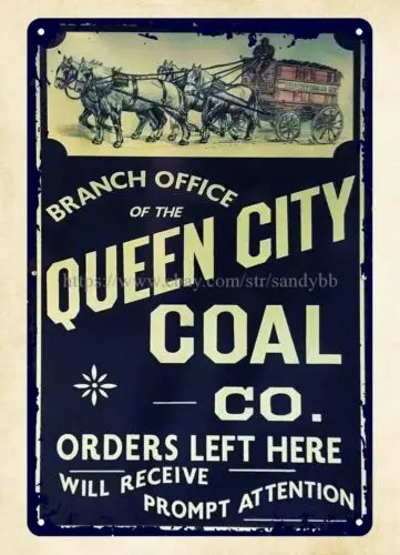 wall plaque sale Queen City Coal Company Sign metal tin sign