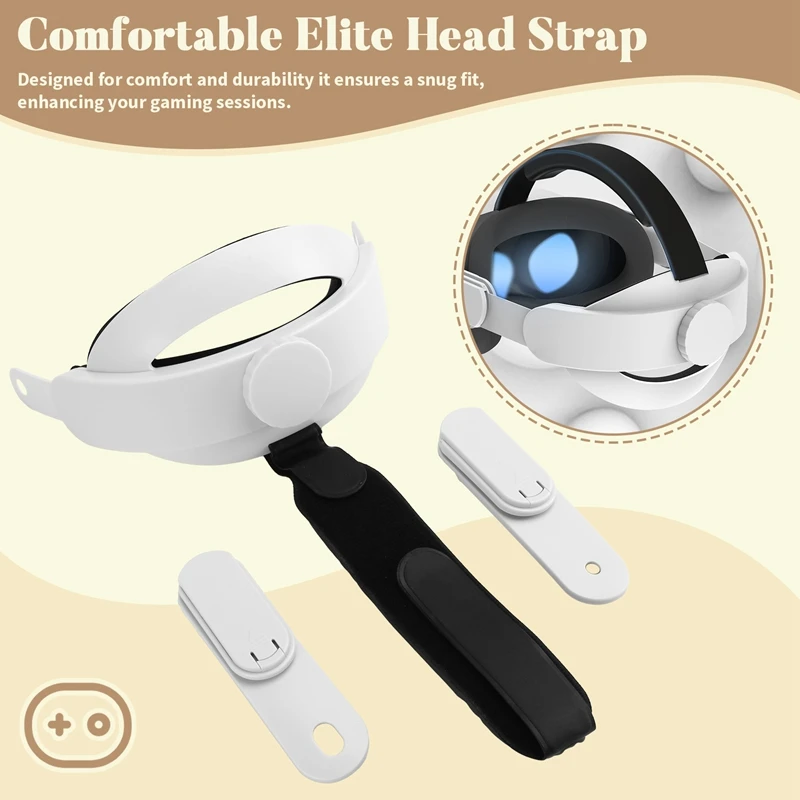 

AS95-For Quest 3S Protective Case Elite Head Strap Controller Grip Covers Face Cover Lens Cap And Eye Mask For Meta Quest 3S