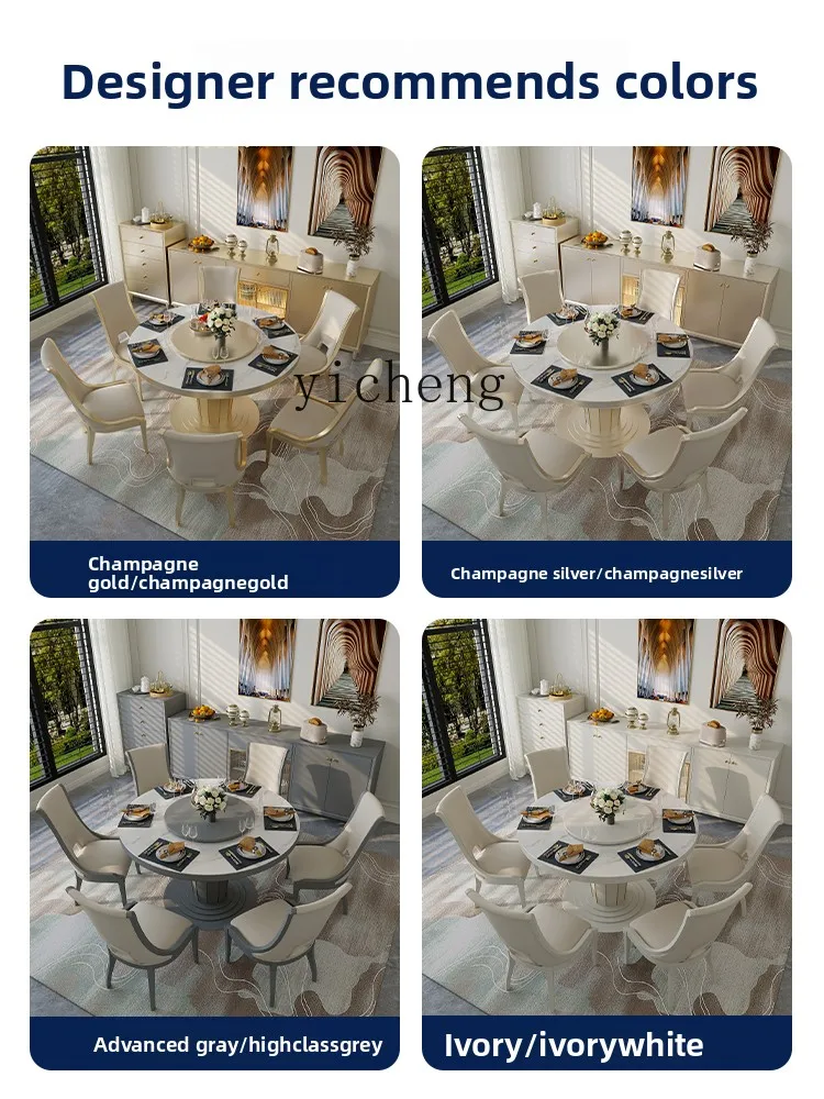 

FY1 Rock Slab Dining Table High-End New Round Dining Table for Dining Room