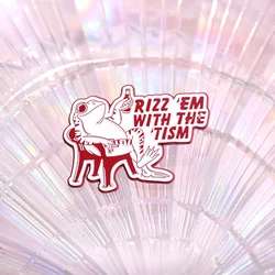 Autism Quote Rizz 'em with The Tism Enamel Pins Creative Frog Brooches Lapel Badge Accessories Animal Jewelry Gift for Friends