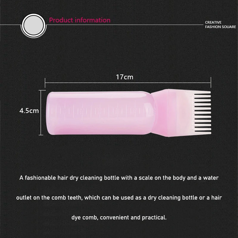 Hot 120ml Multicolor Plastic Hair Dye Refillable Bottle Applicator Comb Dispensing Salon Hair Coloring Hairdressing Styling Tool