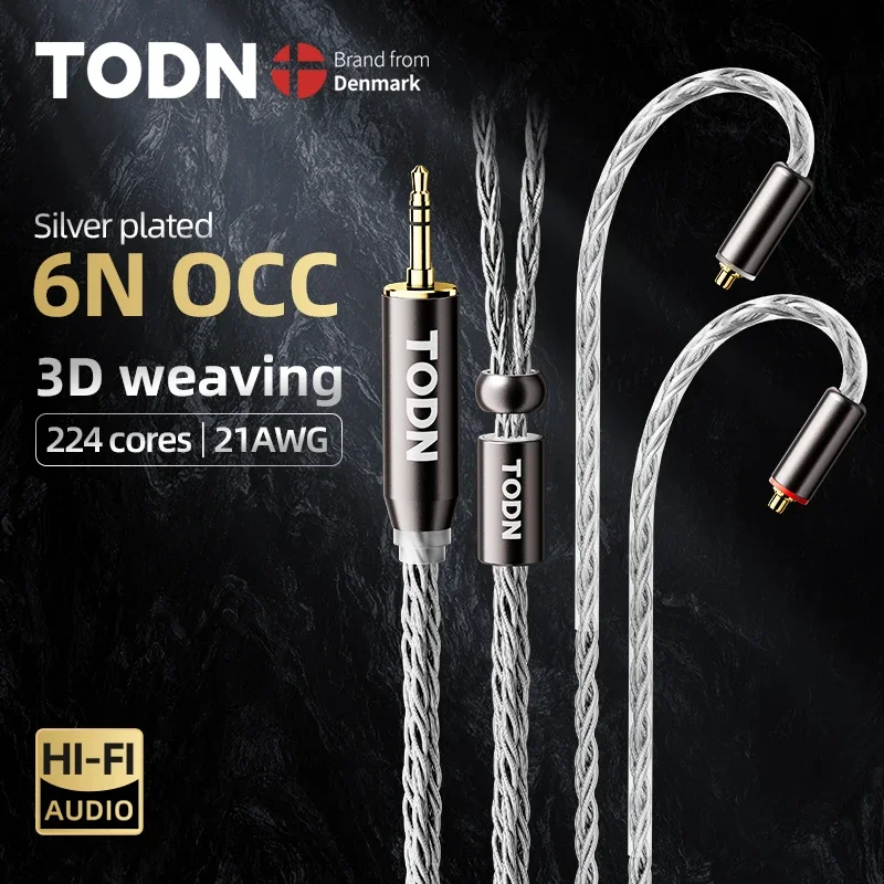 

TODN HiFi Audio сменный провод 16-жильный посеребренный кабель OCC MMCX 2-контактный 4,4 мм 3,5 мм aux для Carat Tangzu Fudu HOLA Zero MK4