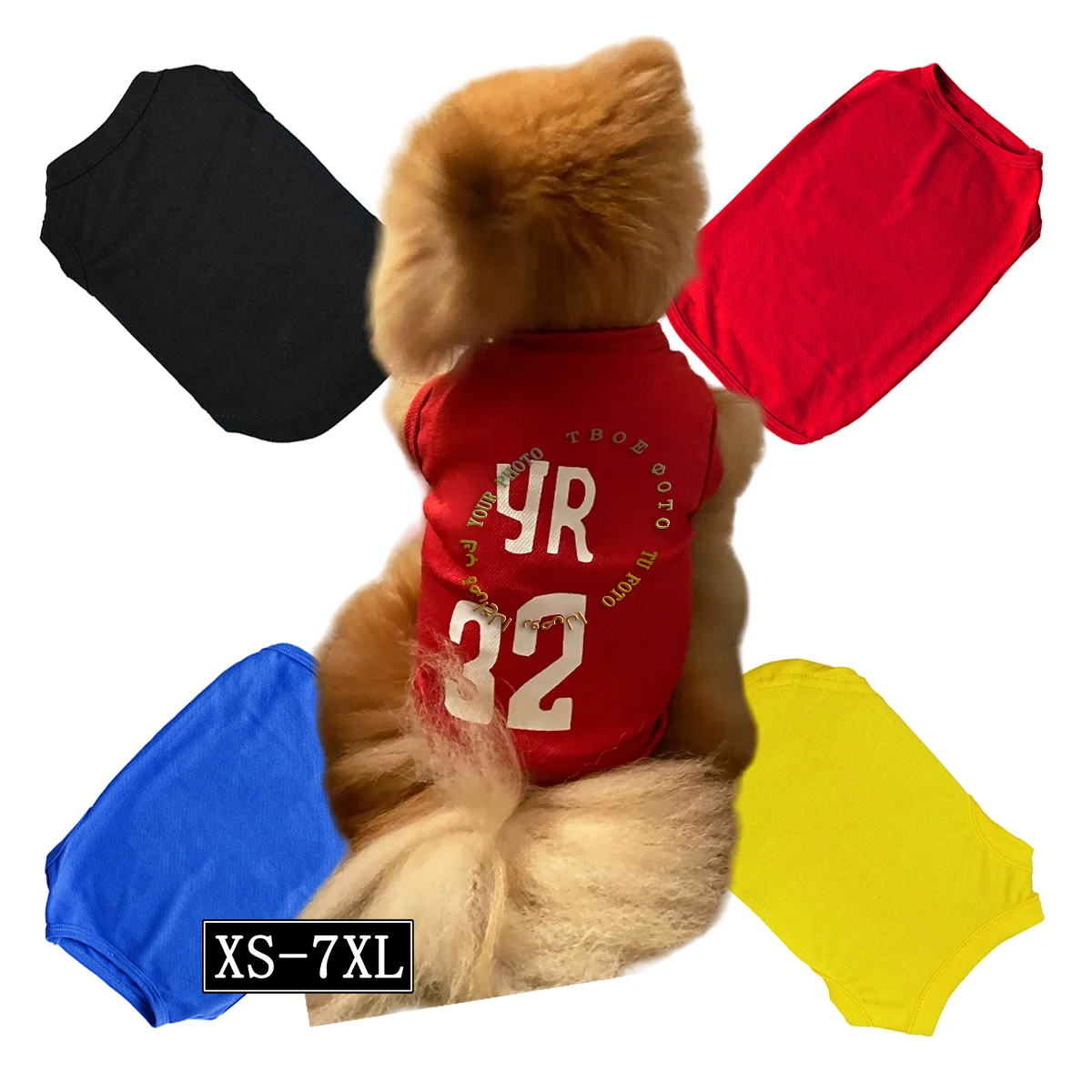 1 Pc OEM Dog Vest Outfit Customized Cool Sport T-shirt Pet Tank Top Breathable Apparel Photo Print Relaxing Dog Hair Accessories