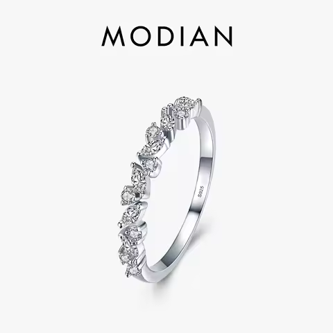 Modian Simple Stackable Cubic Zirconia Finger Rings For Women Solid 925 Sterling Silver Exquisite Fine Ring Fashion Jewelry Gift
