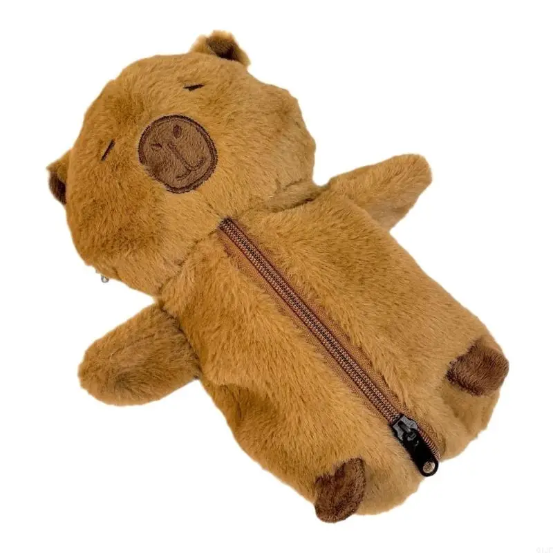 Q1jc Pelzige Capybara Animal Bleistift Hülle Hochkapazität Stiftbeutel Stift Organisatoren Tasche