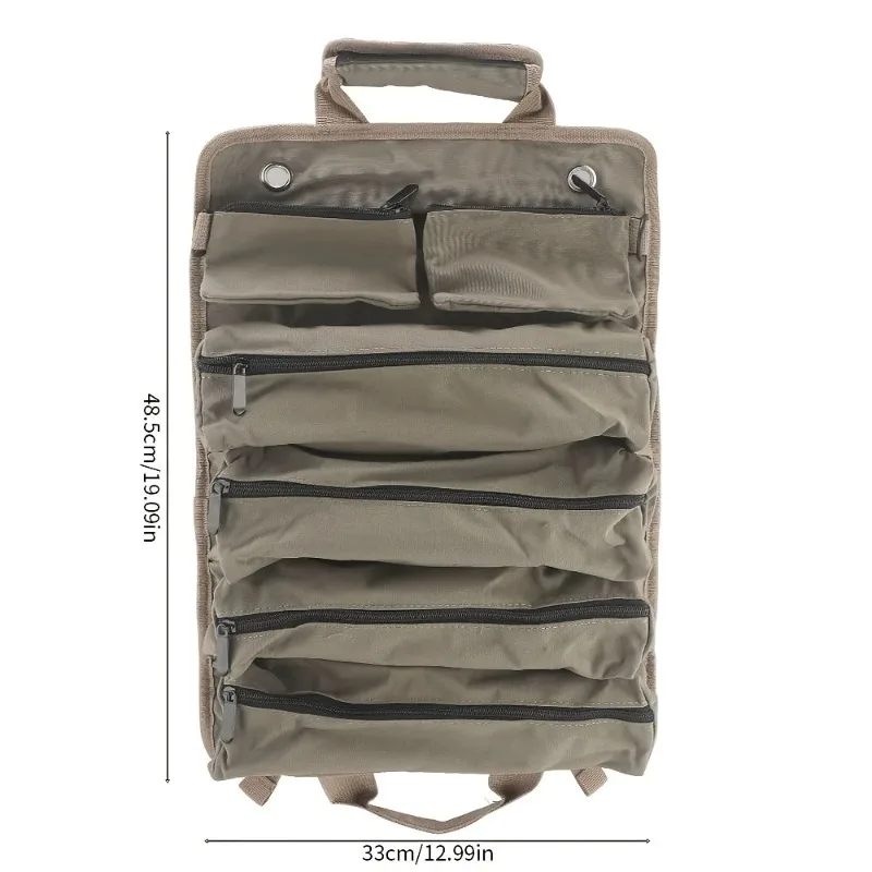 Multi functional roll bag for electricians and carpenters, foldable storage bag, can be carried by hand, shoulder and back