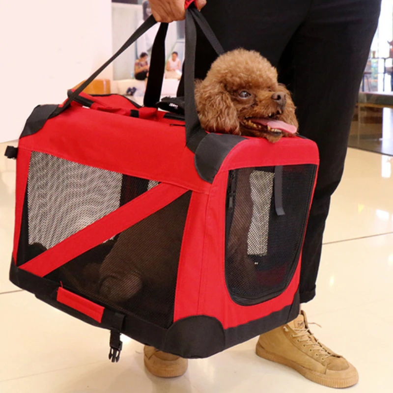 Dog Cage Car Kennel Outing Carrying Bag Pet Luggage Car Travel Cage Cat and Dog Cage Folding Medium and Large Dogs