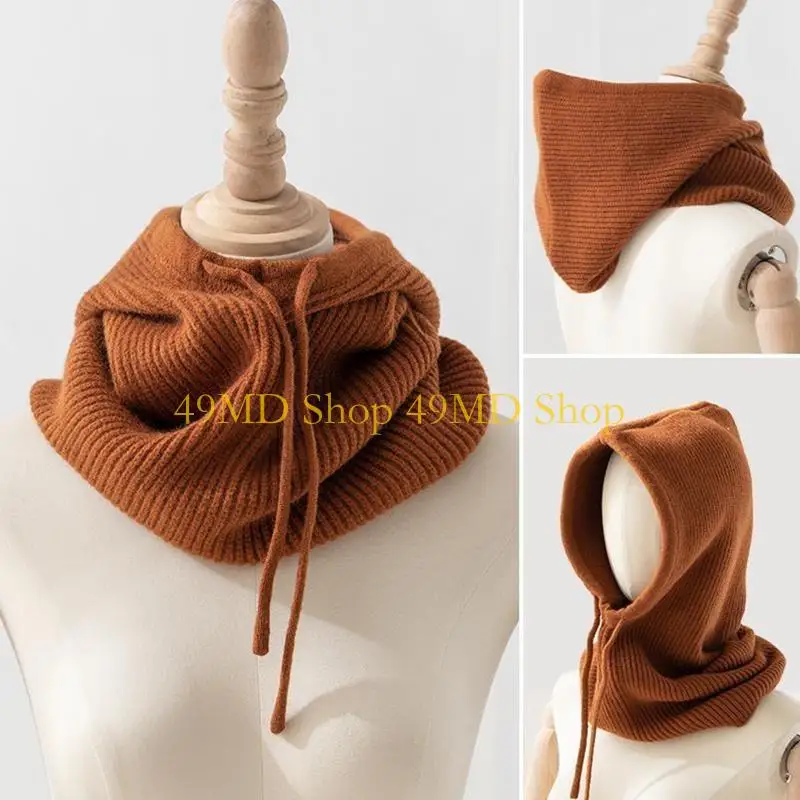 49MD Women Fake Collars Hooded Scarf Autumn and Winter Korean Long Warm False Collar Shawl Detachable Collars