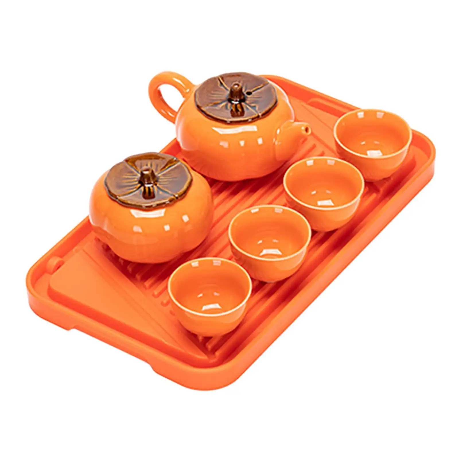 Kungfu Tea Set Persimmon Shaped Easy to Clean Kung Fu Tea Pot Tea Infuser Pot for Home Dining Room Daddy Gift Outdoor Camping