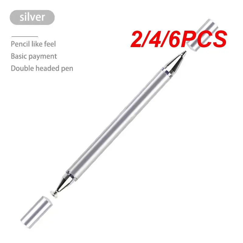 2/4/6PCS Touch Screen Multi-functional Two-head Available Silver Office Accessories Capacitance Pen High Quality