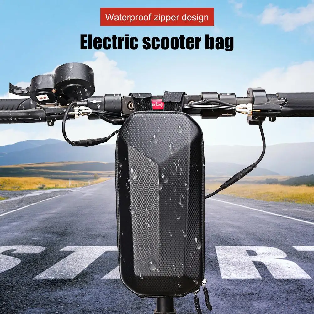 2L Electric Scooter Handle Bar Bag Waterproof EVA Hard Case Skateboard Front Pouch Biking Portable Dustproof Cycling Part