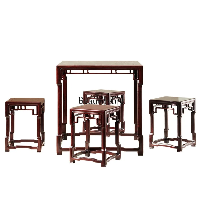 

Square Table Sandal Wood Solid Wood Square Leisure Old-Fashioned Square Table for Eight People Household