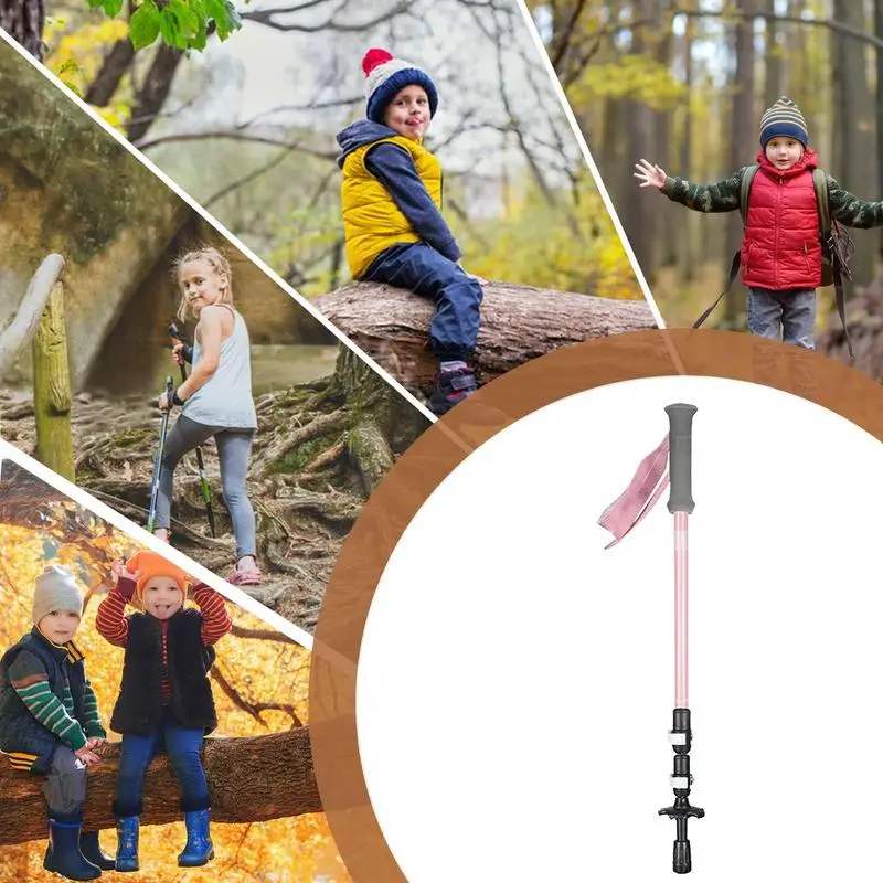 Lightweight Telescopic Adjustable Aluminum Alloy Child Alpenstocks Ultralight Trekking Folding Pole Walking Camping Hiking Stick