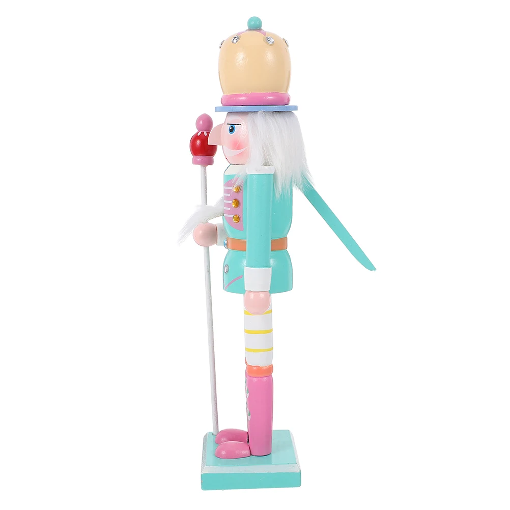 

Nutcracker Ornament 38CM Wooden Soldier Figurine Macaron Colors Desktop Decor Craft Gift for Kids Holiday Supplies