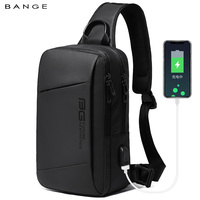 BANGE Men Bag Oxford USB Sling Bag 7.9 inch Male Chest Bag Crossbody Bag For Man Moto Biker Shoulder Bags Black New Fashion Bag