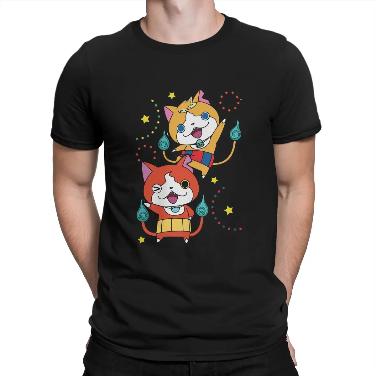 jibanyan and his friend Kids Men TShirt Yokai Watch Crewneck Tops Fabric T Shirt Funny High Quality Birthday Gifts