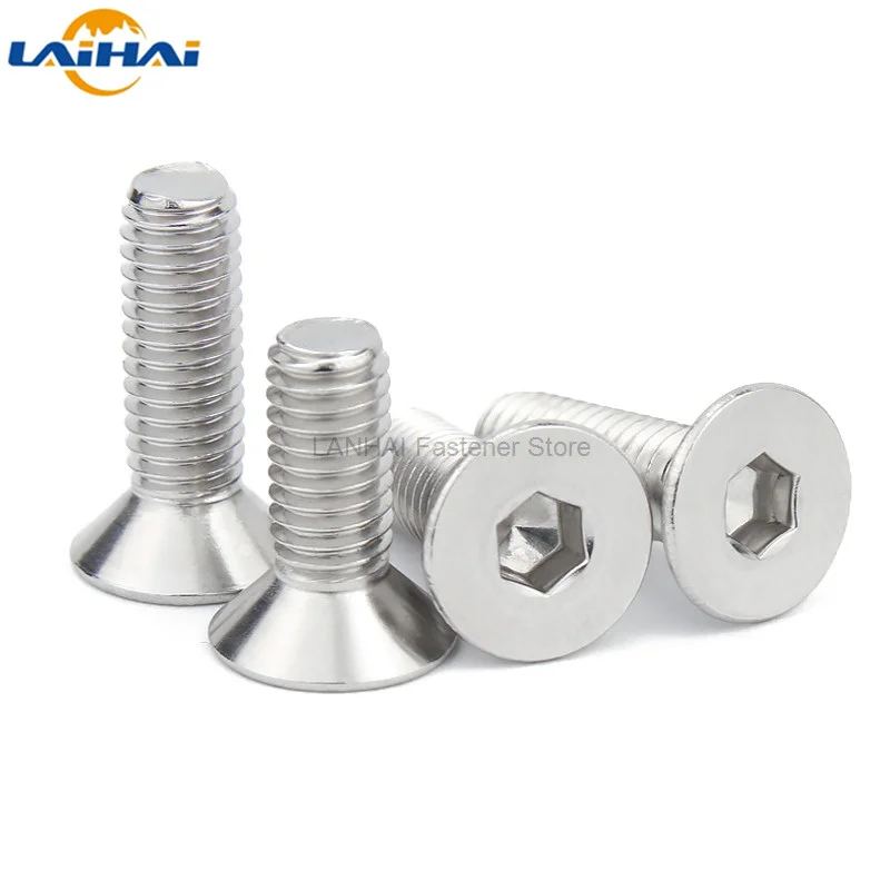 10pcs UNC 1/4-20 US Coarse Thread 304 A2-70 Stainless Steel Hex Hexagon Socket Flat Countersunk Head Screw Bolt