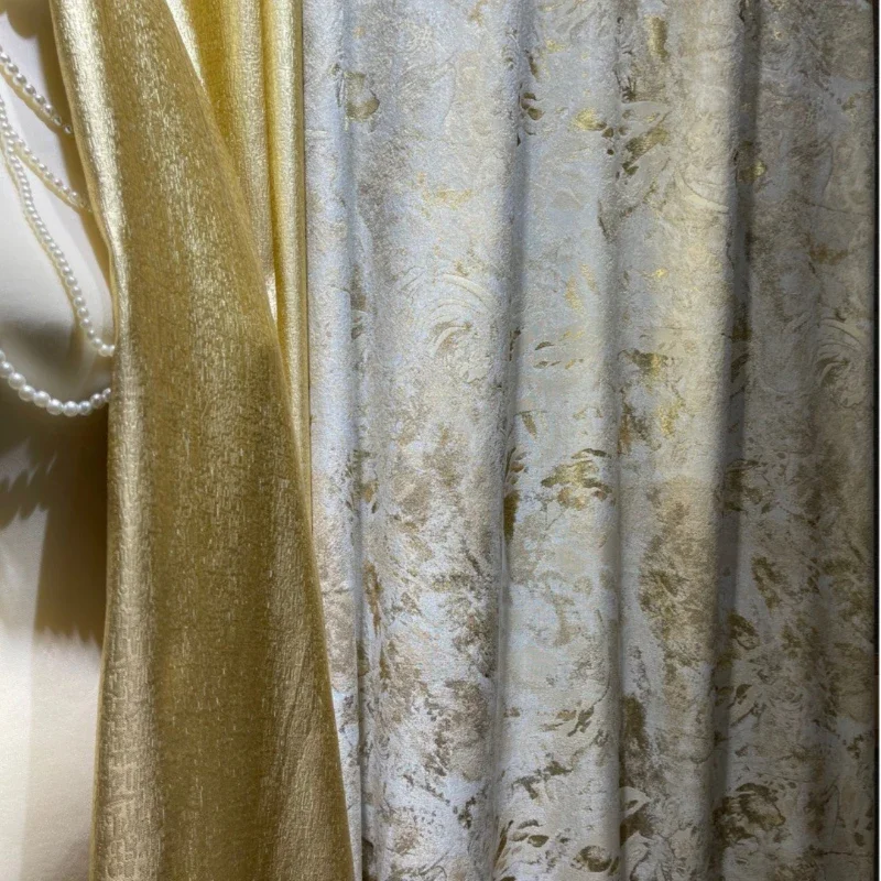 Cream Champagne Gold Luxury Curtains for Living Room Bedroom Dining Jacquard Precisio Blackout New Windows European White Tulle