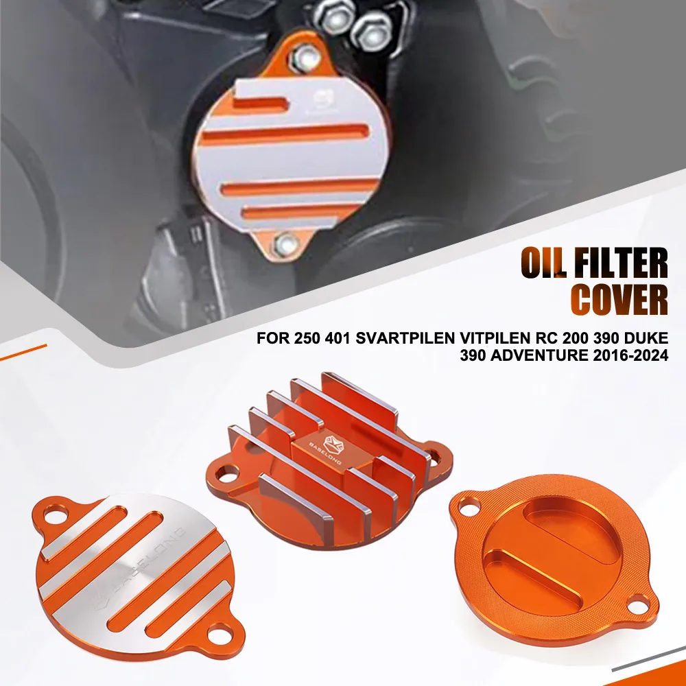 

FOR Husqvarna 250 401 SVARTPILEN VITPILEN RC 200 390 Duke 390 ADVENTURE 2016-2024 Oil Filter Cover Cap Guard Protector Aluminum