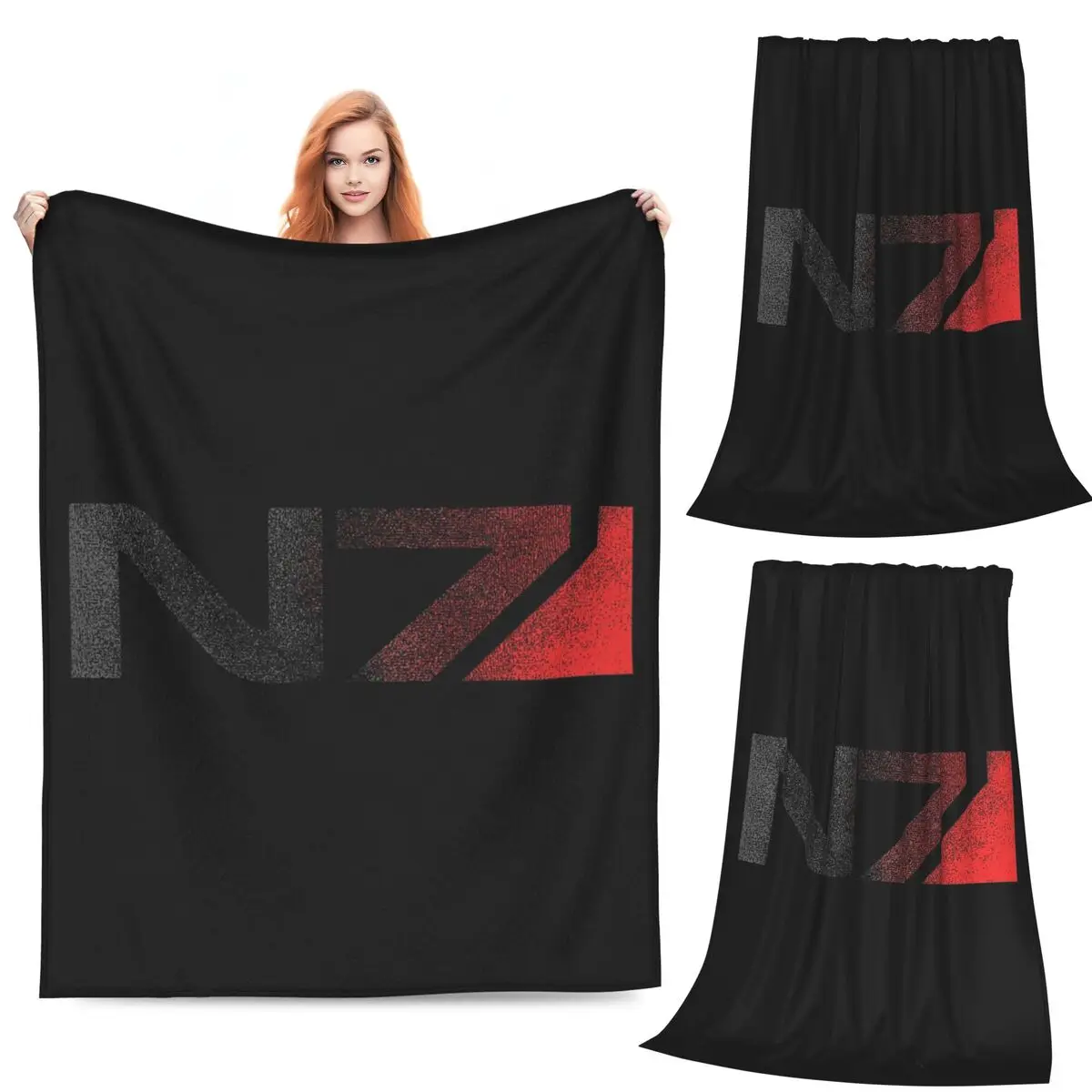 

Mass Effect N7 Distressed Logo Blanket Flannel Sofa Breathable Throw Blankets for Couch Bedding Travel Throws Bedspread Quilt