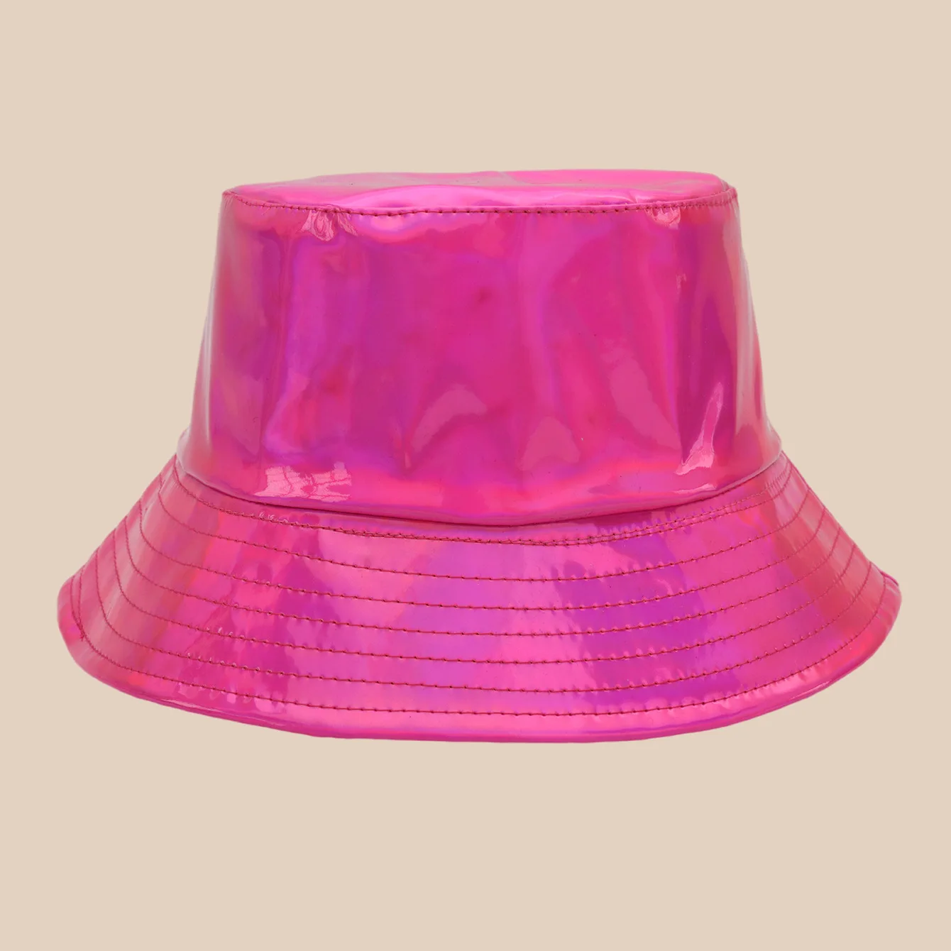 Adult Women Man Bucket Hat Wide Brimmed Fisherman Hat PVC Couple Cap Fashion Patent Leather Basin Cap Waterproof Sun Hat