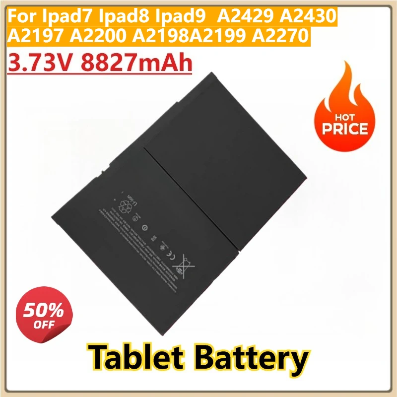 

New Replacement Laptop Battery 3.73V 8827mAh for Ipad7 Ipad8 Ipad9 A2429 A2430 A2197 A2200 A2198 A2199 A2270 A2428