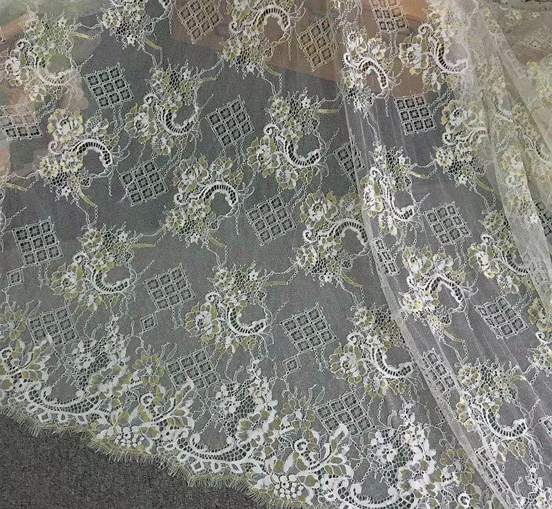 

3meter price natural+gold designer fabric mesh eyelashes lace dress wedding dress home accessories