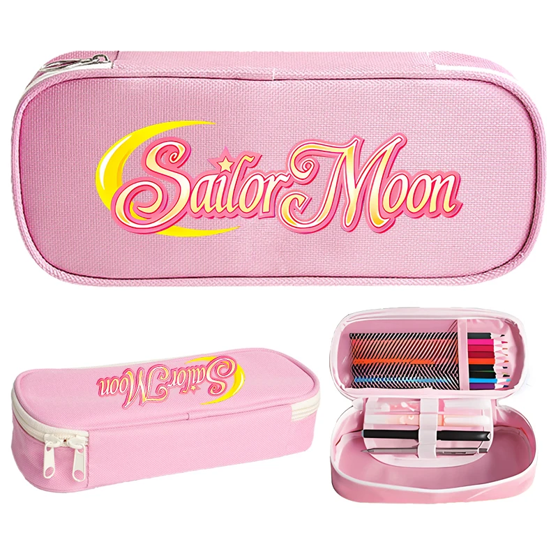 Sailor Moon Pencil Case Cute Anime Large Capacity Printed Pen Pouch Student Stationery Supplies Storage Bag Back To School Gifts