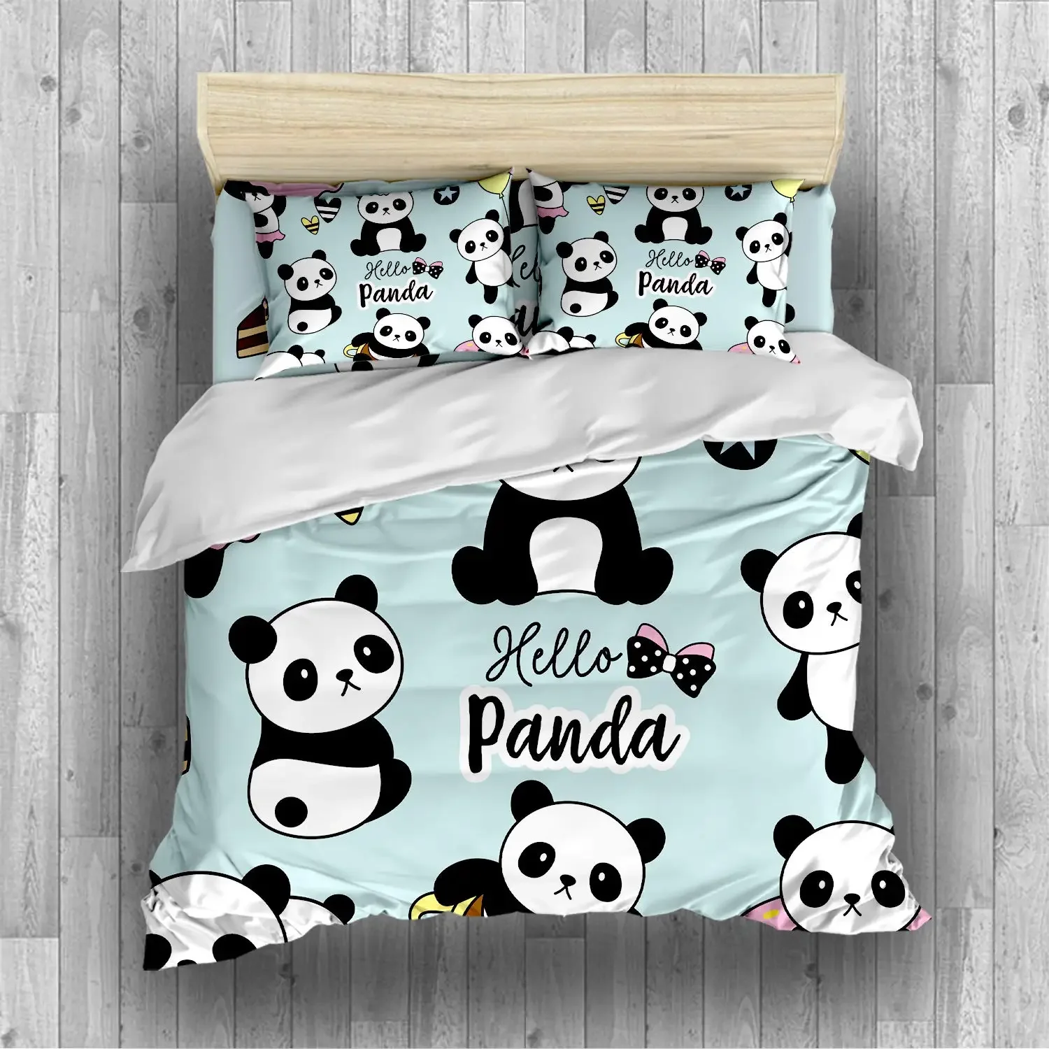 Duvet Cover Cute Panda Bedding Set for Bedroom Decor Black White Bear Panda Bedding Cartoon Bedding Set for Childern Boys Girls