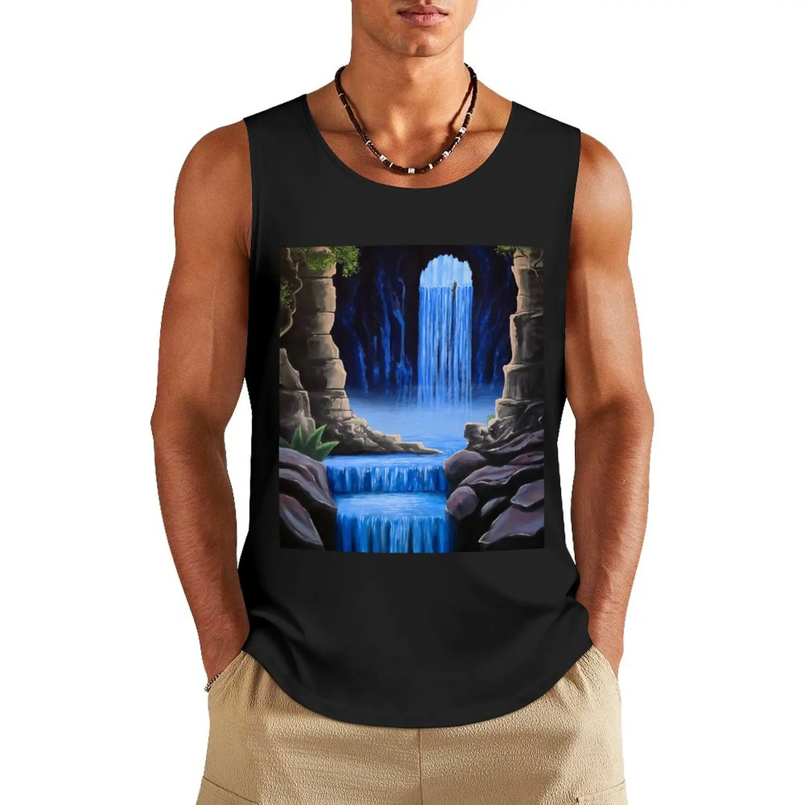 

Eye Of The Falls Tank Top Men's clothes luxury style anime top gym clothing Men's fitness t-shirt