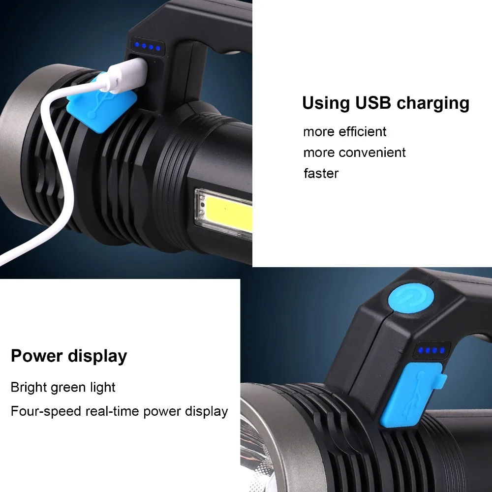 High Lumens LED Flashlight 4 Lighting Modes With Sidelight LongRange Flashlight Strong Light Flashlight Outdoor Activities