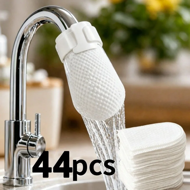 44Pcs Faucet Filter Cotton,Anti-splash Removes Sand Filters With T-strap ,Water Purification Socks For Tap Water Rust Removal