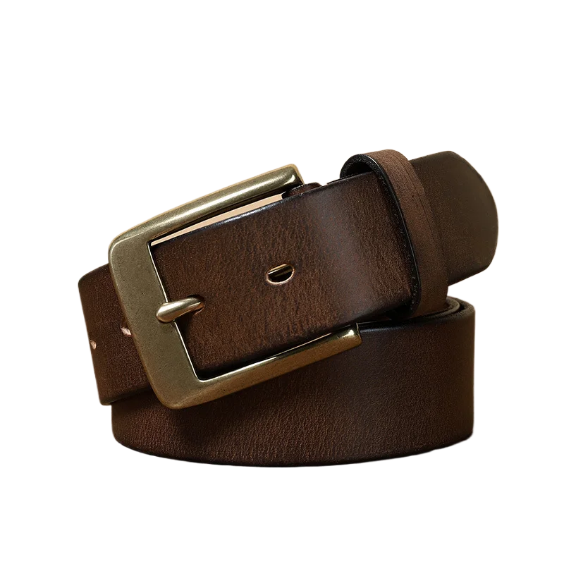 全体本物の牛革カットヴィンテージ手作り純銅ピンバックルメンズベルトユーススラックスベルト