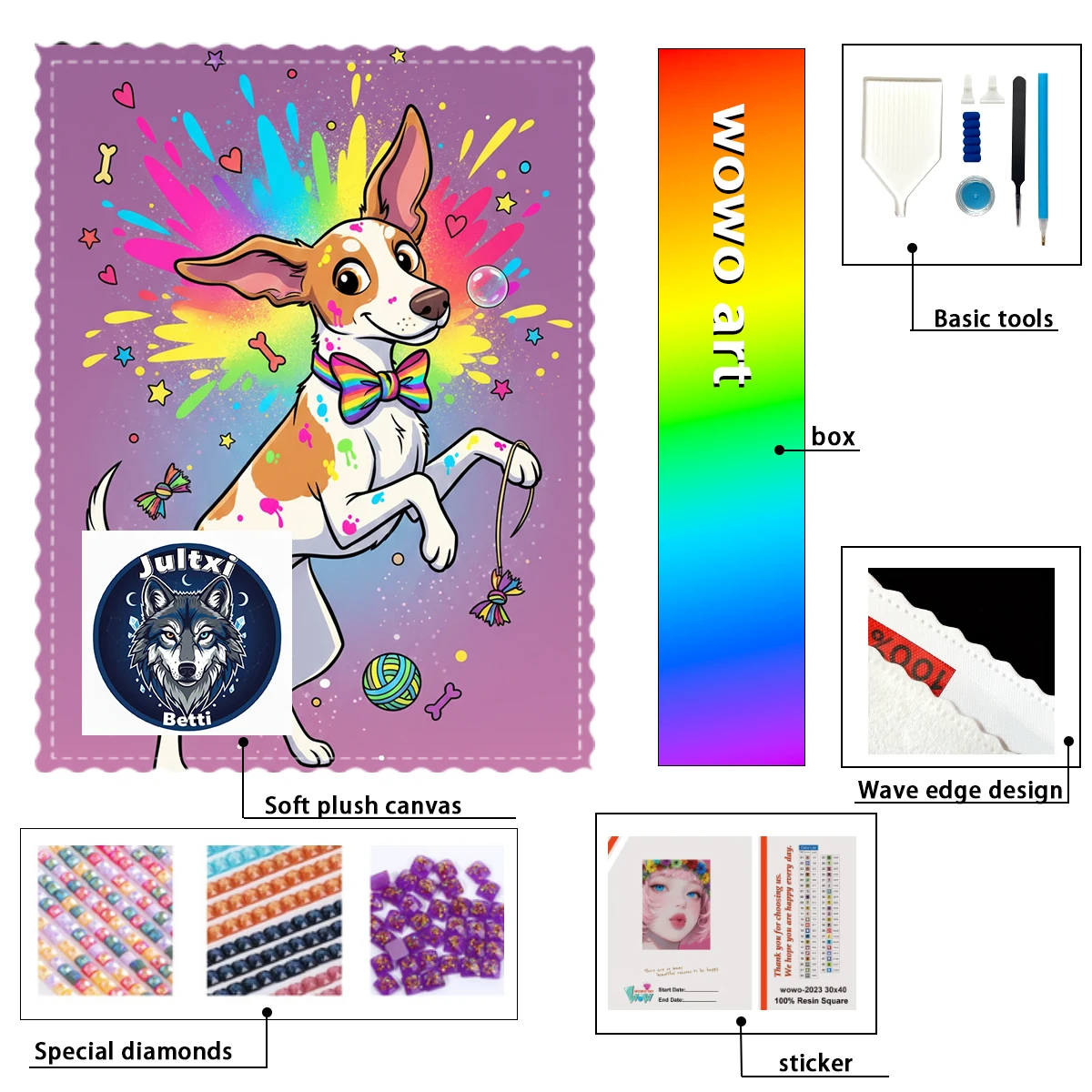 

【Betti_ Diamond Art】Explosión de cachorros de color бриллианты из 100% смолы, хрустальные бриллианты, бриллианты AB,