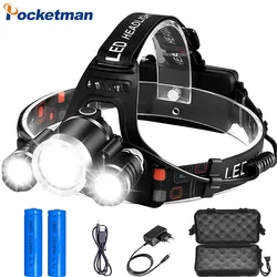 Powerful LED Headlamp 18650 Rechargeable Headlight Outdoor Waterproof Head Lamp Super Bright Head Front Light Head Flashlight