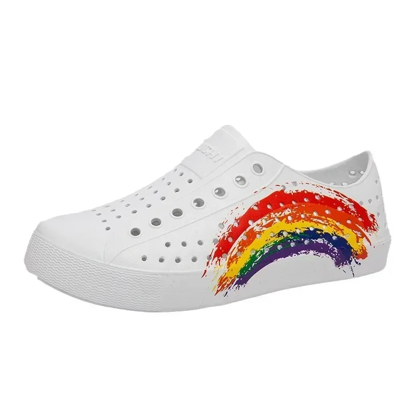 Boys Outdoor Breathable Hollow - Out Rain Shoes Style Geometric Gradient Colored Girls New Summer Children's Beach Crocs Casual