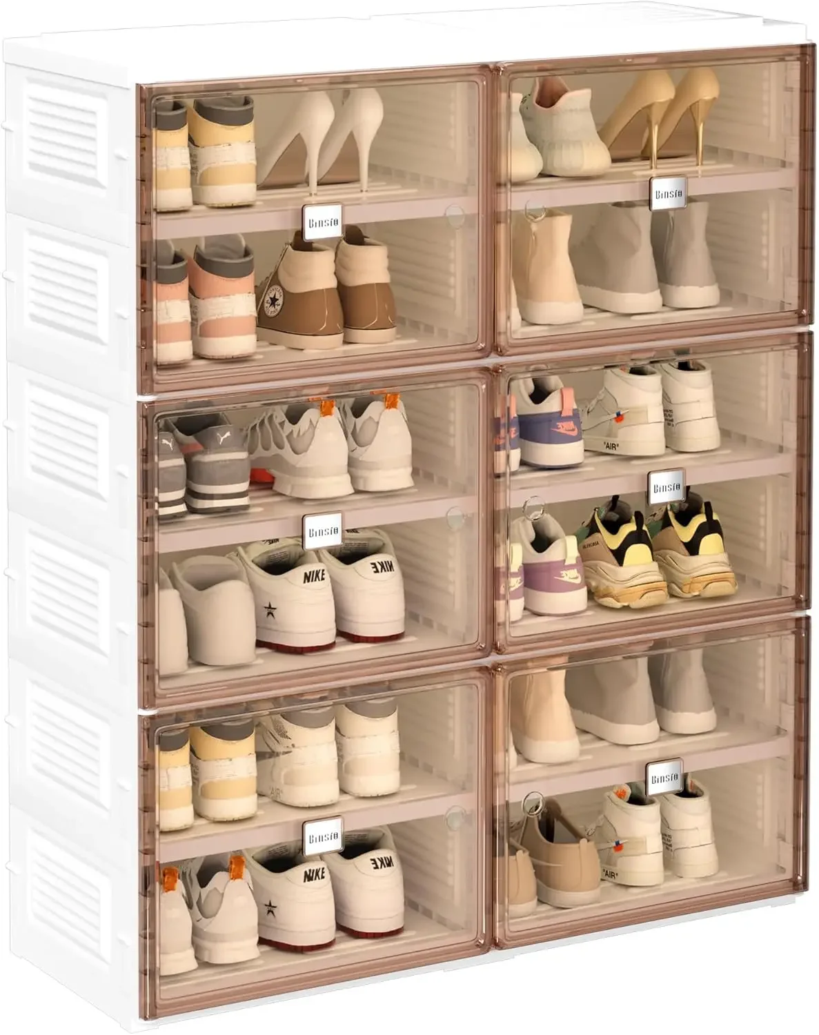 

Collapsible Shoe Rack Closet Organizers and Storage, Stackable Shoe Boxes, Portable Folding Shoe Cabinet, Plastic Sneaker