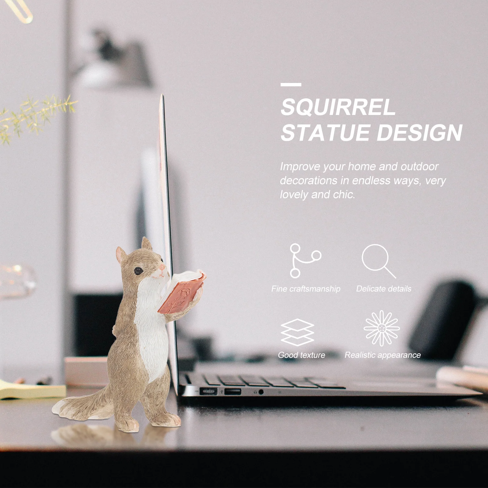 

Adorable Reading Squirrel Resin Statue Home Garden Decor Premium Material DIY Landscaping Project Indoor Outdoor