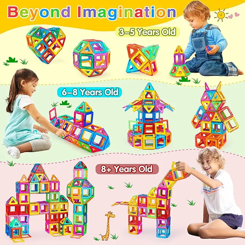 Magneti Giocattoli per bambini Grandi dimensioni Plus Blocchi magnetici per bambini Designer Costruttore Set Giocattoli per ragazzi Ragazze Bambini
