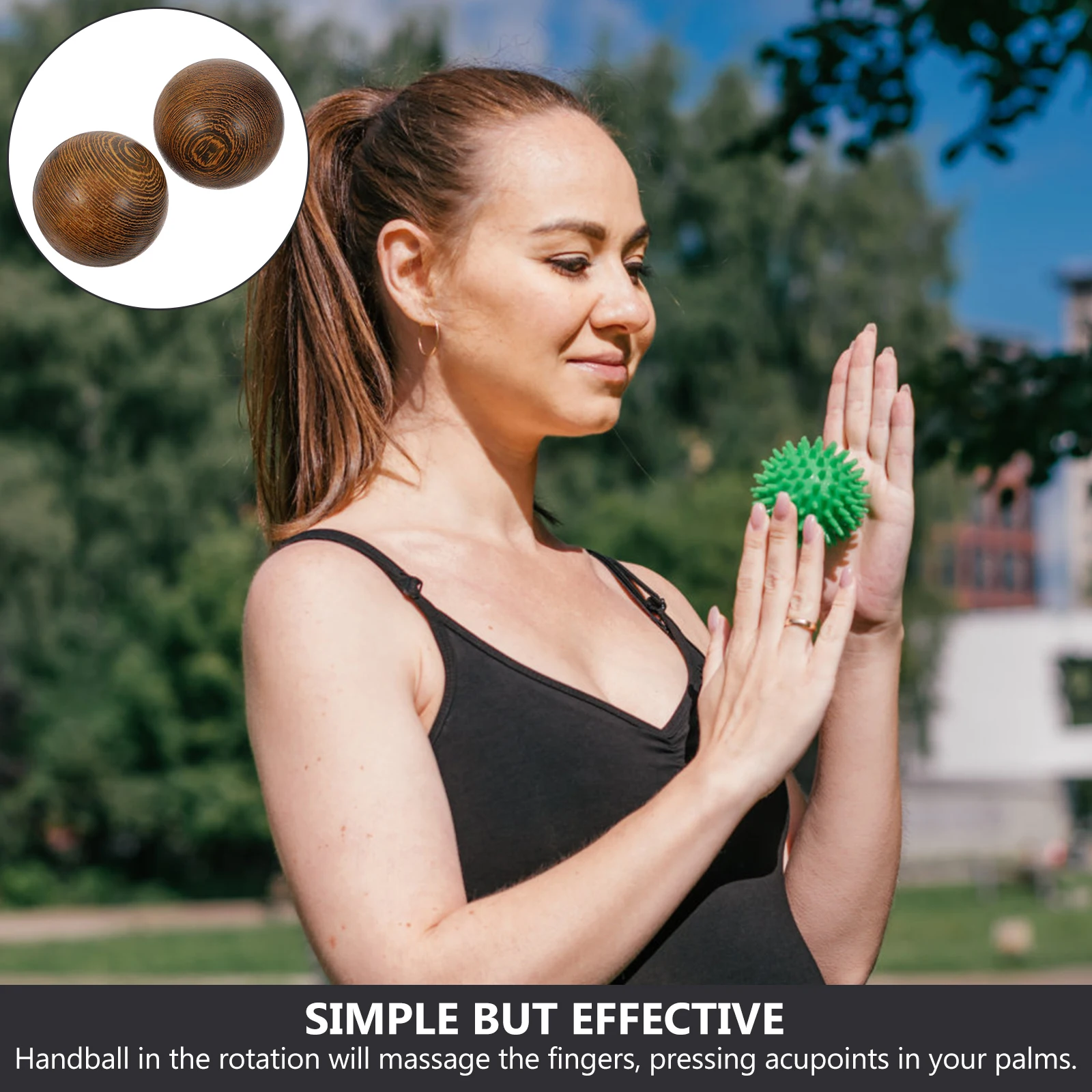 

2pcs Solid Wood Fitness Balls Red Hand Therapy Exercise Balls for Blood Circulation Sleep Memory Adult Muscle Stretch