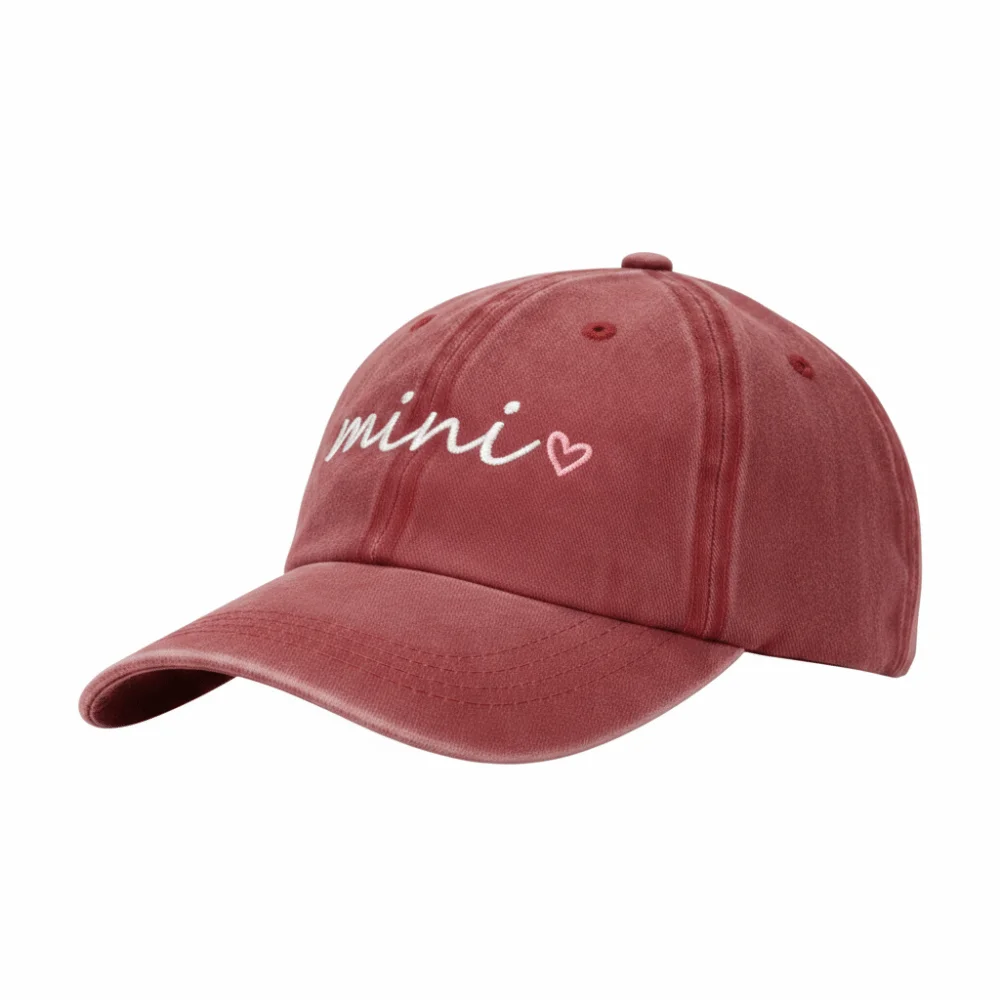 Gewaschene Baumwoll-Baseballkappen mit Aufschrift „Dad Mama Mini Love“, verstellbare Vintage-Baseballmützen für Eltern, Unisex, atmungsaktive Baseballkappen mit Stickerei, Geschenke – Detail 4